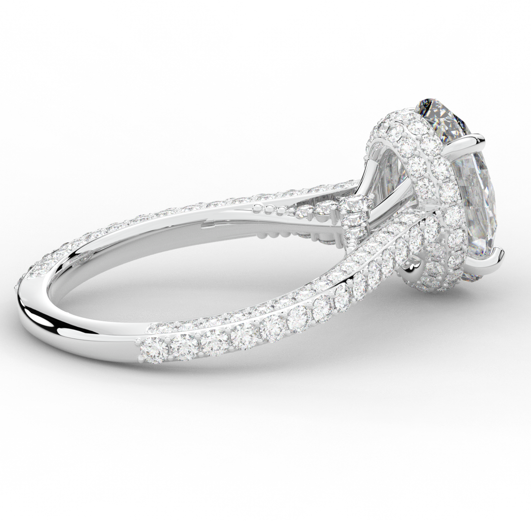 4.00CT.TW OVAL LAB DIAMOND UNDERHALO SOLITAIRE ENGAGEMENT RING - Nazarelle