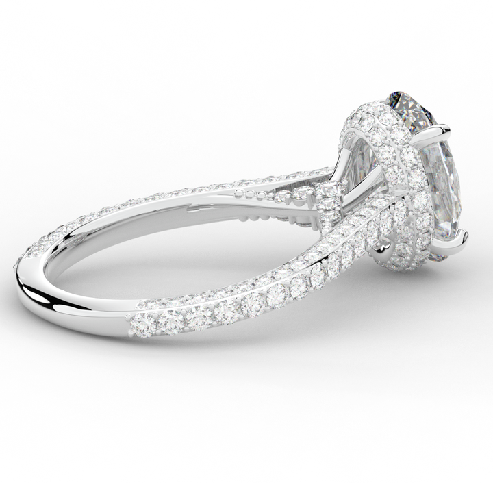 4.00CT.TW OVAL LAB DIAMOND UNDERHALO SOLITAIRE ENGAGEMENT RING - Nazarelle