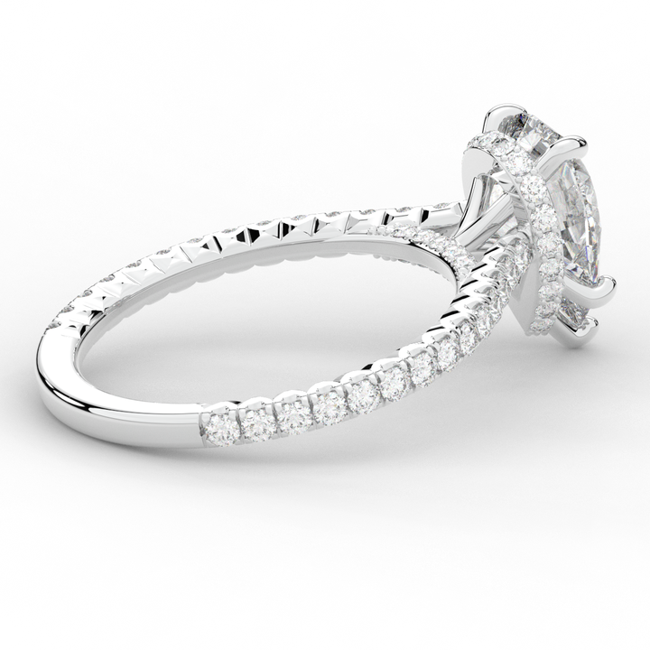 2.50CT.TW PEAR LAB DIAMOND UNDERHALO SOLITAIRE ENGAGEMENT RING - Nazarelle