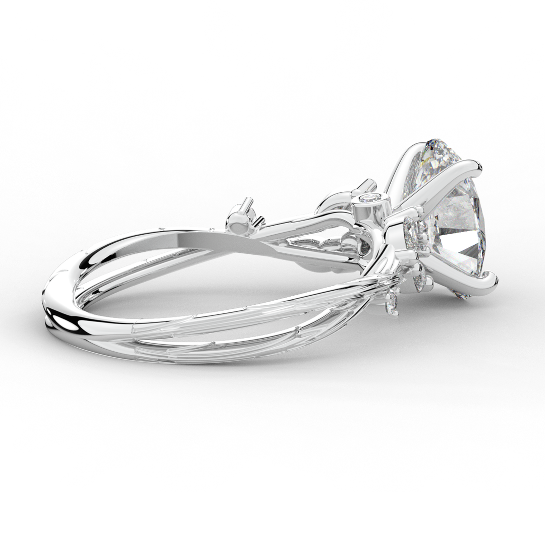 2.25CT.TW OVAL LAB DIAMOND STYLIZED VINE AND TREE BARK FINISH ENGAGEMENT RING - Nazarelle