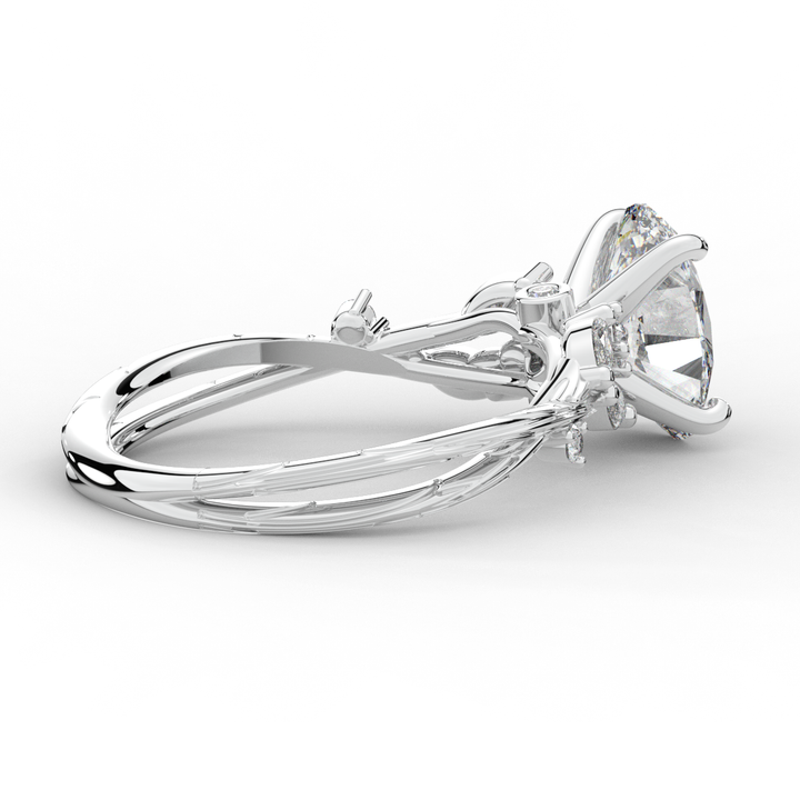 2.25CT.TW OVAL LAB DIAMOND STYLIZED VINE AND TREE BARK FINISH ENGAGEMENT RING - Nazarelle