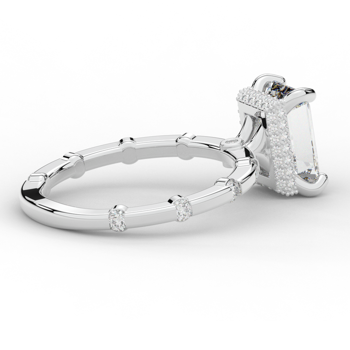 2.60CT.TW RADIANT LAB DIAMOND UNDERHALO SOLITAIRE ENGAGEMENT RING - Nazarelle