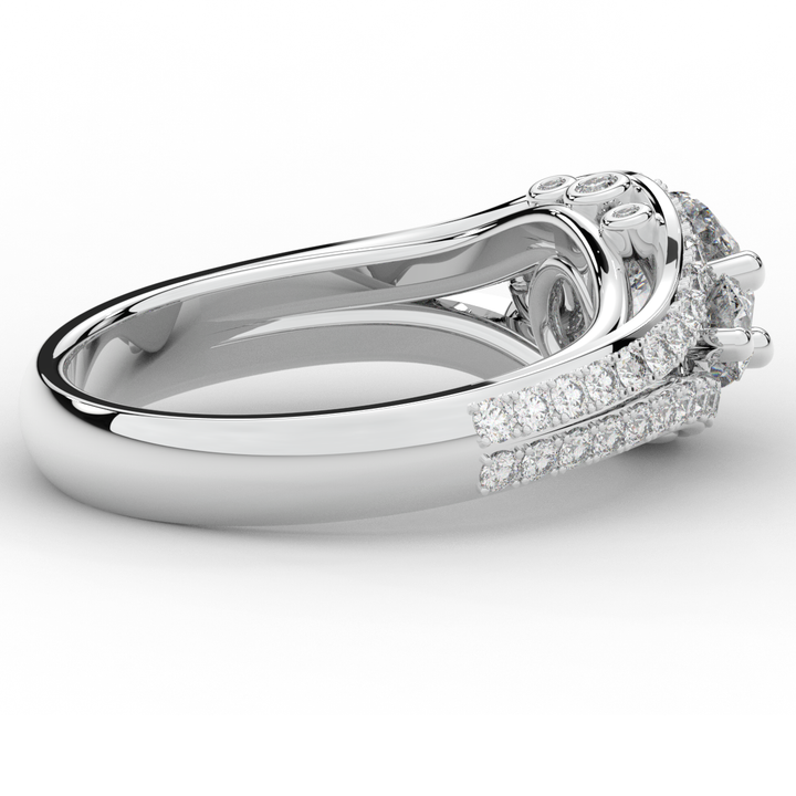 1.90CT.TW ROUND LAB DIAMOND THREE STONE ENGAGEMENT RING - Nazarelle