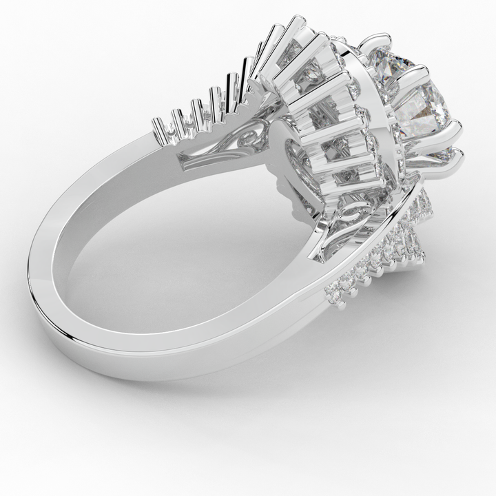3.35CT.TW ROUND LAB DIAMOND BYPASS HALO ENGAGEMENT RING - Nazarelle