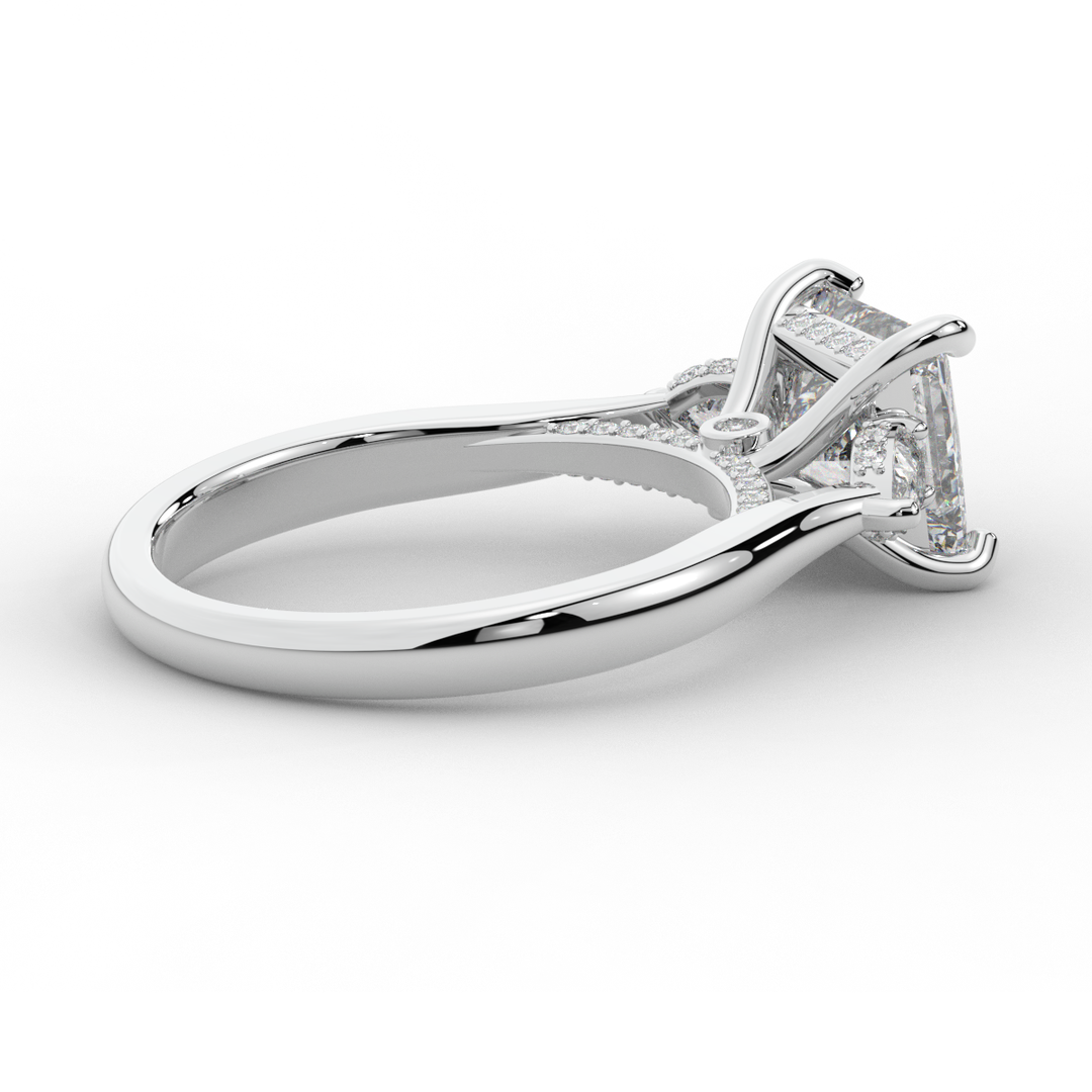 2.40CT.TW PRINCESS LAB DIAMOND 3 STONE ENGAGEMENT RING - Nazarelle