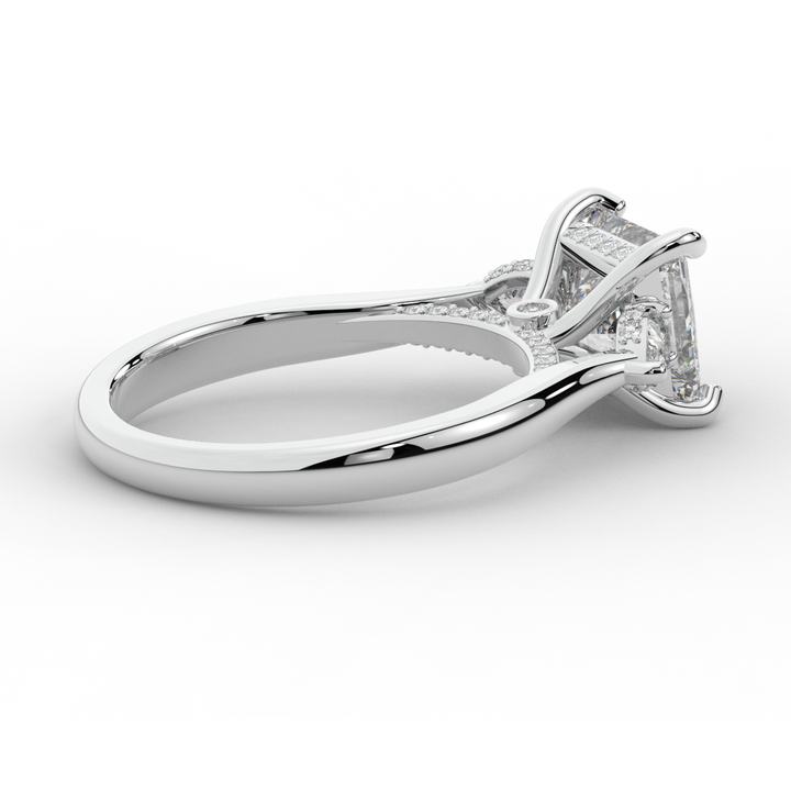 2.40CT.TW PRINCESS LAB DIAMOND 3 STONE ENGAGEMENT RING - Nazarelle