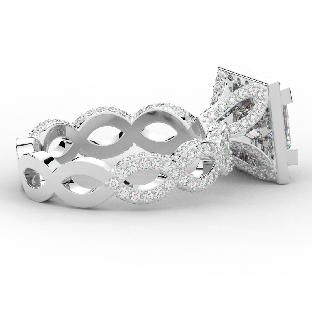 2.40CT.TW PRINCESS LAB DIAMOND HALO ENGAGEMENT RING - Nazarelle