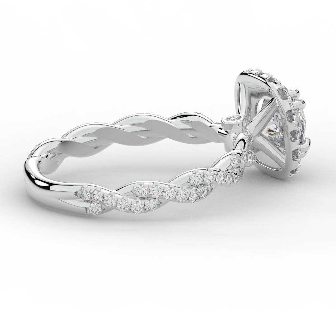 1.55CT.TW ROUND LAB DIAMOND HALO TWIST ENGAGEMENT RING - Nazarelle