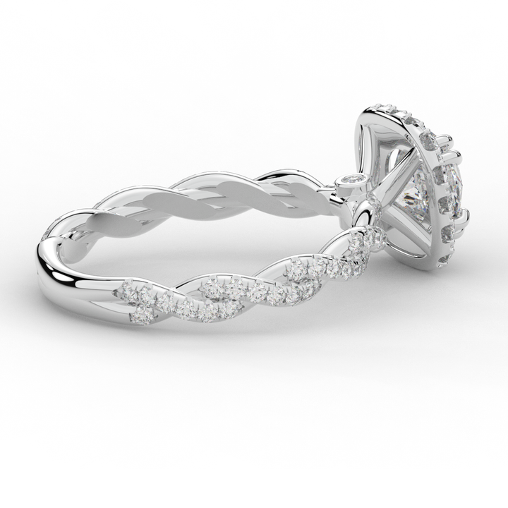 1.55CT.TW ROUND LAB DIAMOND HALO TWIST ENGAGEMENT RING - Nazarelle