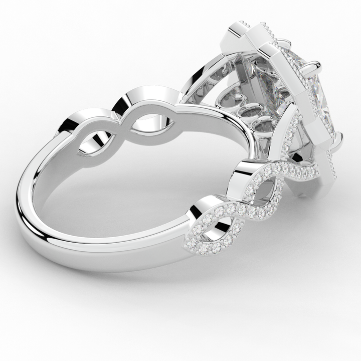1.90CT.TW RADIANT LAB DIAMOND HALO ENGAGEMENT RING - Nazarelle