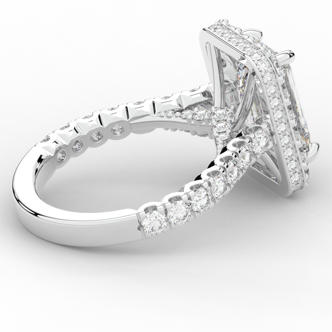 4.50CT.TW EMERALD CUT LAB DIAMOND HALO ENGAGEMENT RING - Nazarelle