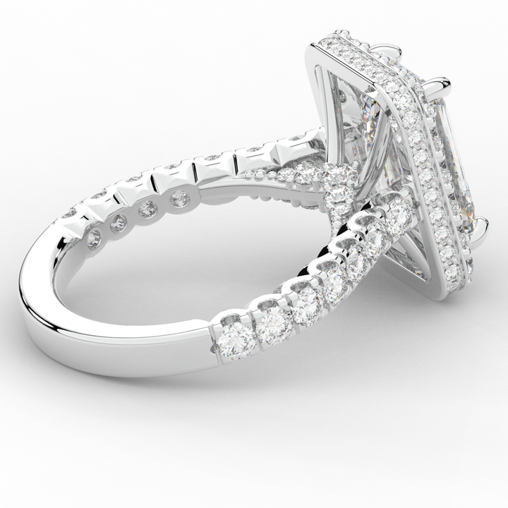 4.50CT.TW EMERALD CUT LAB DIAMOND HALO ENGAGEMENT RING - Nazarelle
