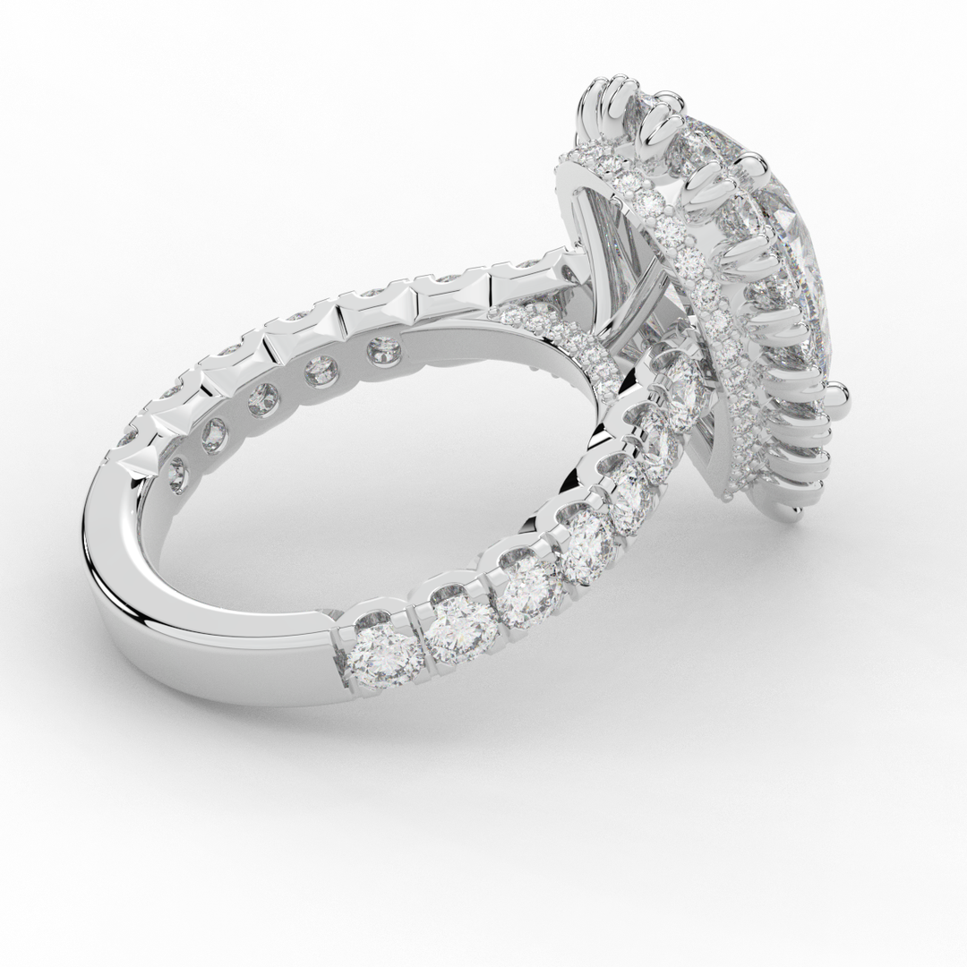 4.90CT.TW PEAR LAB DIAMOND HALO ENGAGEMENT RING - Nazarelle