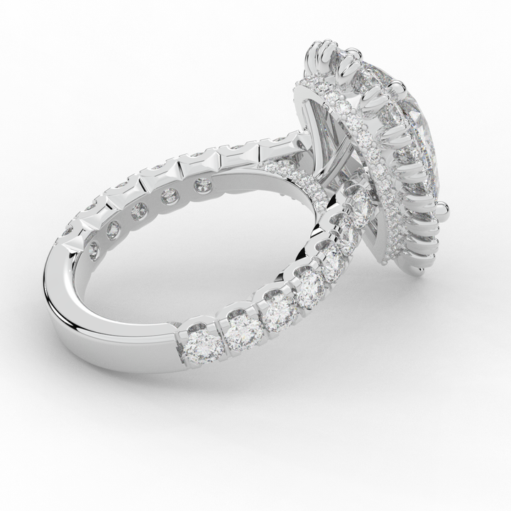 4.90CT.TW PEAR LAB DIAMOND HALO ENGAGEMENT RING - Nazarelle