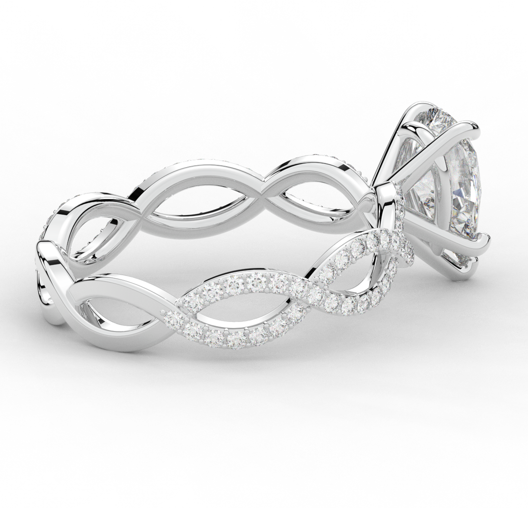 1.30CT.TW PEAR LAB DIAMOND TWIST BAND ENGAGEMENT RING - Nazarelle