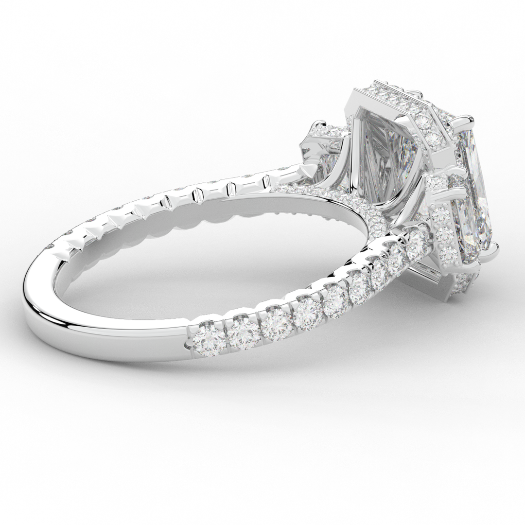 3.20CT.TW RADIANT LAB DIAMOND 3 STONE ENGAGEMENT RING - Nazarelle