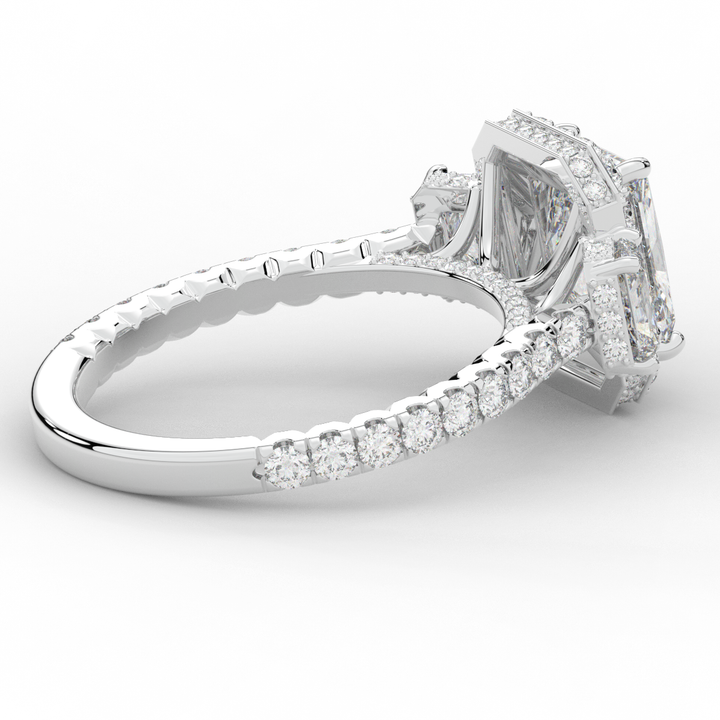 3.20CT.TW RADIANT LAB DIAMOND 3 STONE ENGAGEMENT RING - Nazarelle