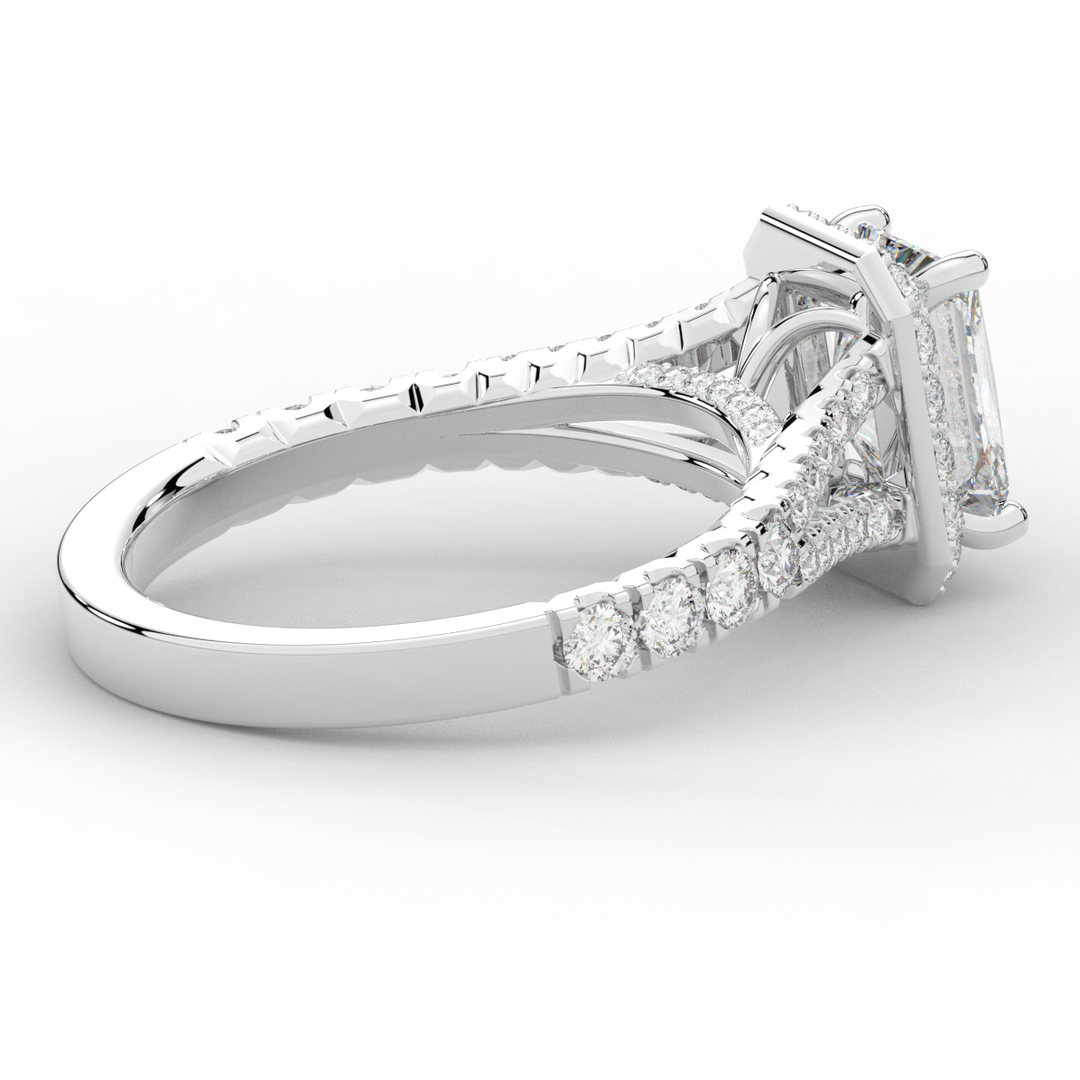 2.60CT.TW RADIANT LAB DIAMOND SPLIT SHANK HALO ENGAGEMENT RING - Nazarelle