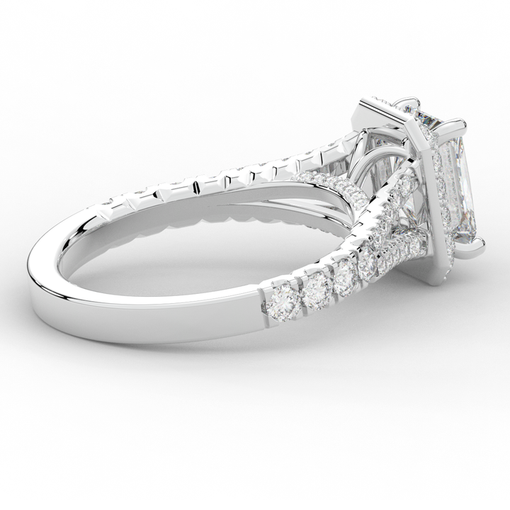 2.60CT.TW RADIANT LAB DIAMOND SPLIT SHANK HALO ENGAGEMENT RING - Nazarelle