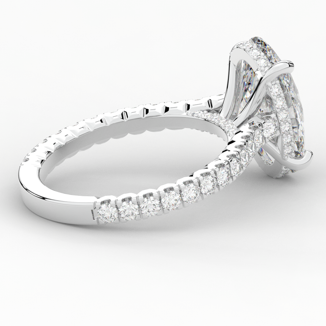 4.70CT.TW OVAL LAB DIAMOND UNDERHALO SOLITAIRE ENGAGEMENT RING - Nazarelle