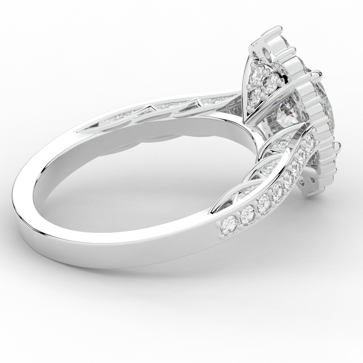 1.75CT.TW OVAL LAB DIAMOND HALO ENGAGEMENT RING - Nazarelle