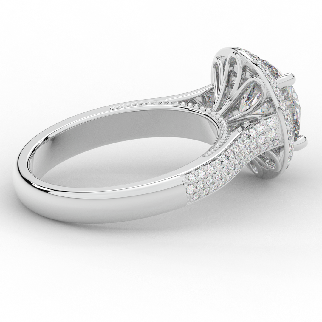 2.45CT.TW ROUND LAB DIAMOND HALO ENGAGEMENT RING - Nazarelle
