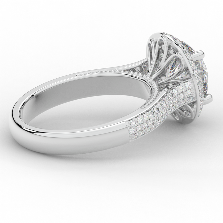 2.45CT.TW ROUND LAB DIAMOND HALO ENGAGEMENT RING - Nazarelle