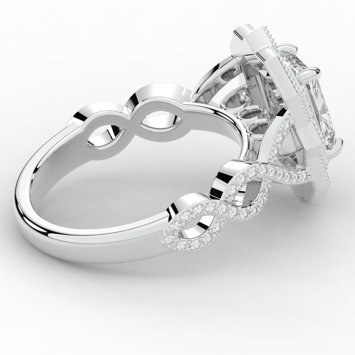 1.90CT.TW RADIANT LAB DIAMOND HALO ENGAGEMENT RING - Nazarelle