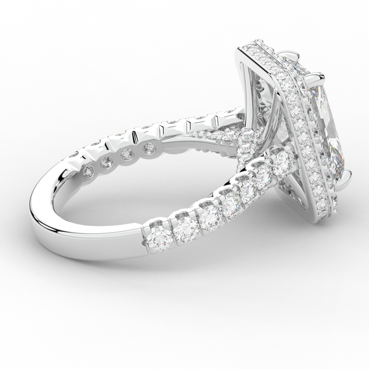 4.50CT.TW RADIANT LAB DIAMOND HALO ENGAGEMENT RING - Nazarelle