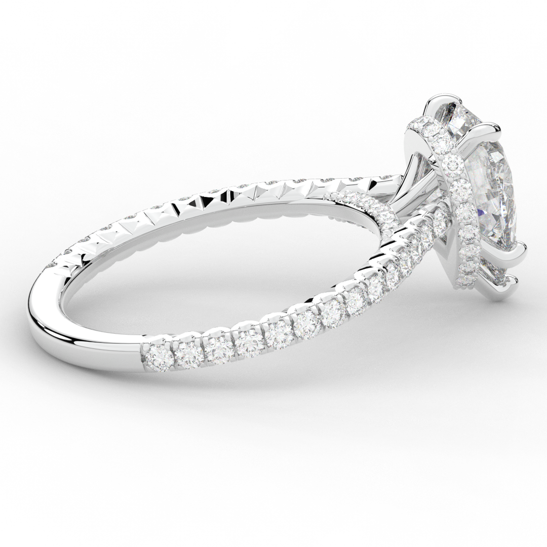 2.50CT.TW PEAR LAB DIAMOND UNDERHALO SOLITAIRE ENGAGEMENT RING - Nazarelle