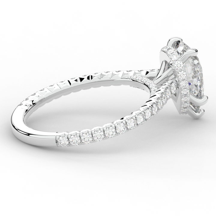 2.50CT.TW PEAR LAB DIAMOND UNDERHALO SOLITAIRE ENGAGEMENT RING - Nazarelle