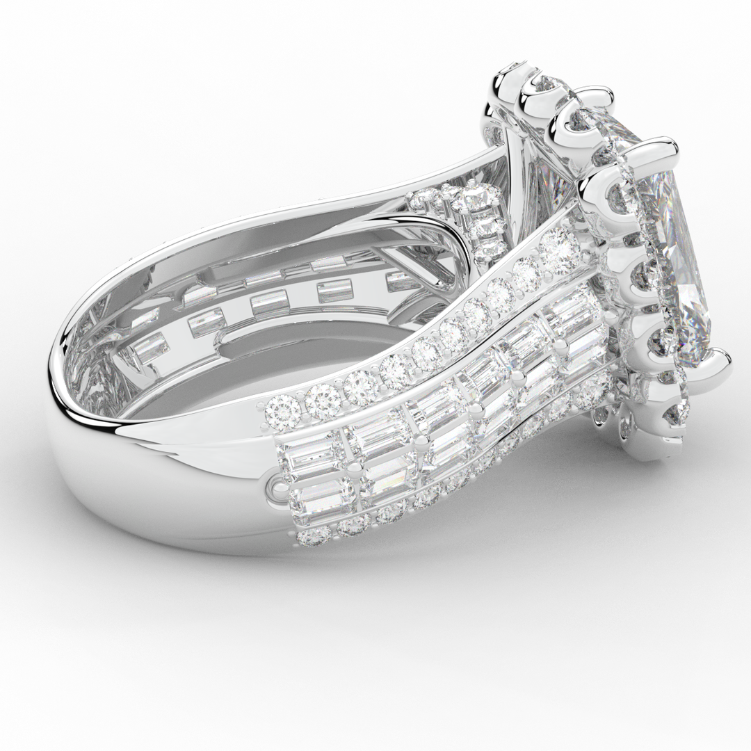 8.00CT.TW RADIANT LAB DIAMOND HALO ENGAGEMENT RING - Nazarelle