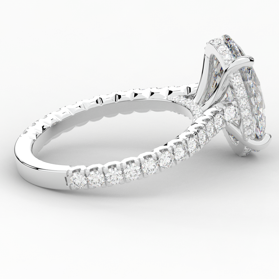 4.70CT.TW OVAL LAB DIAMOND UNDERHALO SOLITAIRE ENGAGEMENT RING - Nazarelle