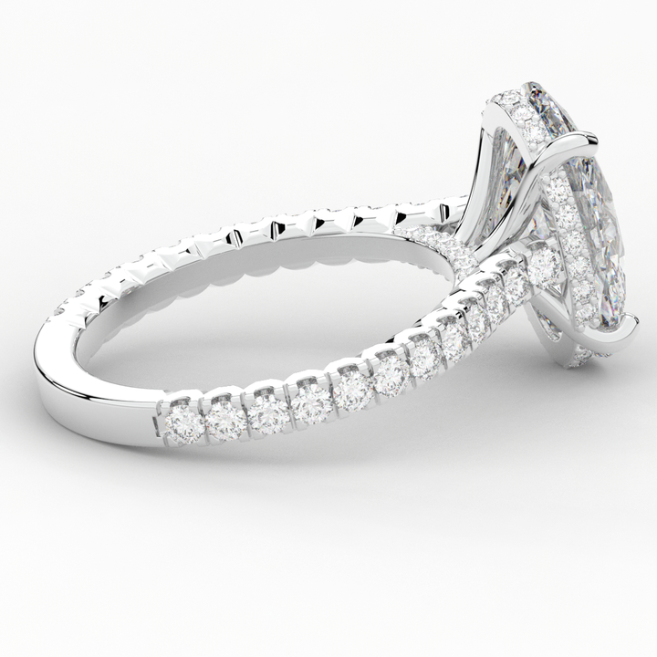 4.70CT.TW OVAL LAB DIAMOND UNDERHALO SOLITAIRE ENGAGEMENT RING - Nazarelle