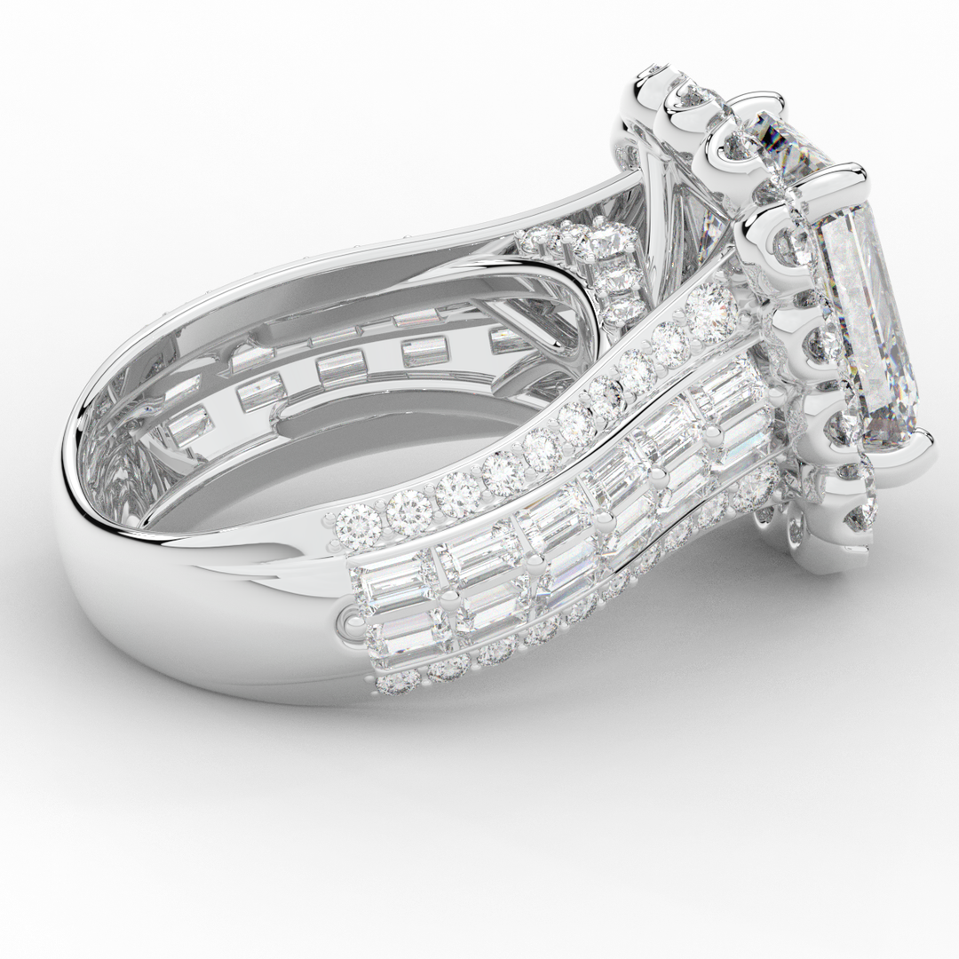 8.00CT.TW EMERALD CUT LAB DIAMOND HALO ENGAGEMENT RING - Nazarelle