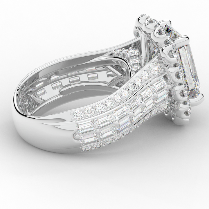 8.00CT.TW EMERALD CUT LAB DIAMOND HALO ENGAGEMENT RING - Nazarelle