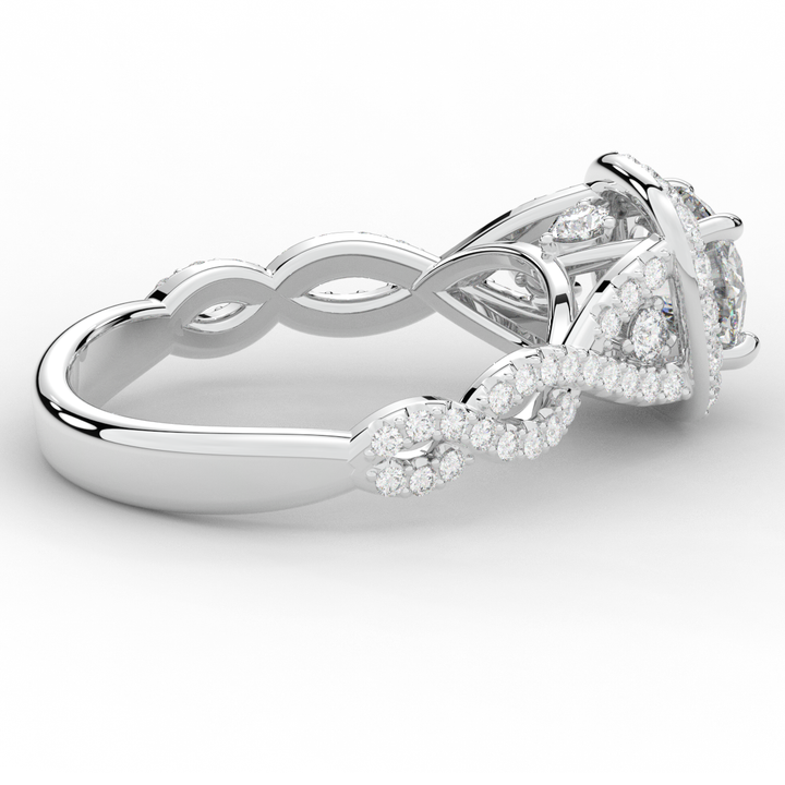 1.60CT.TW ROUND LAB DIAMOND HALO TWIST ENGAGEMENT RING - Nazarelle
