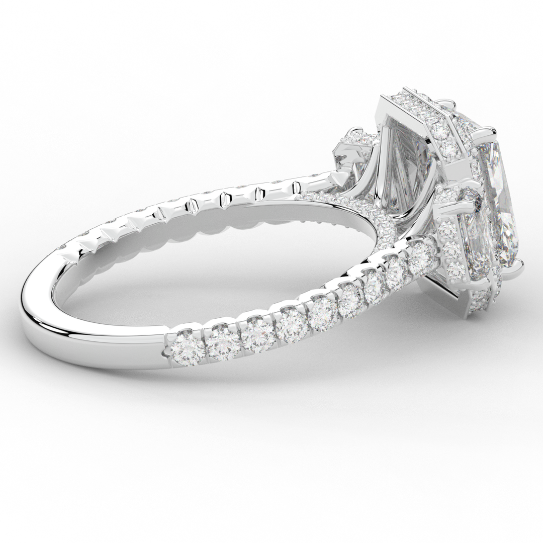 3.20CT.TW RADIANT LAB DIAMOND 3 STONE ENGAGEMENT RING - Nazarelle