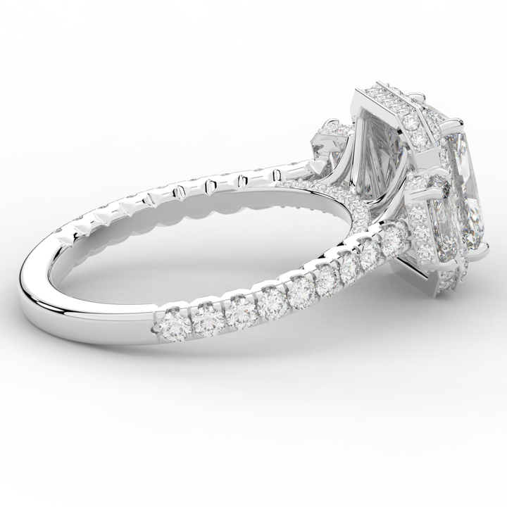 3.20CT.TW RADIANT LAB DIAMOND 3 STONE ENGAGEMENT RING - Nazarelle