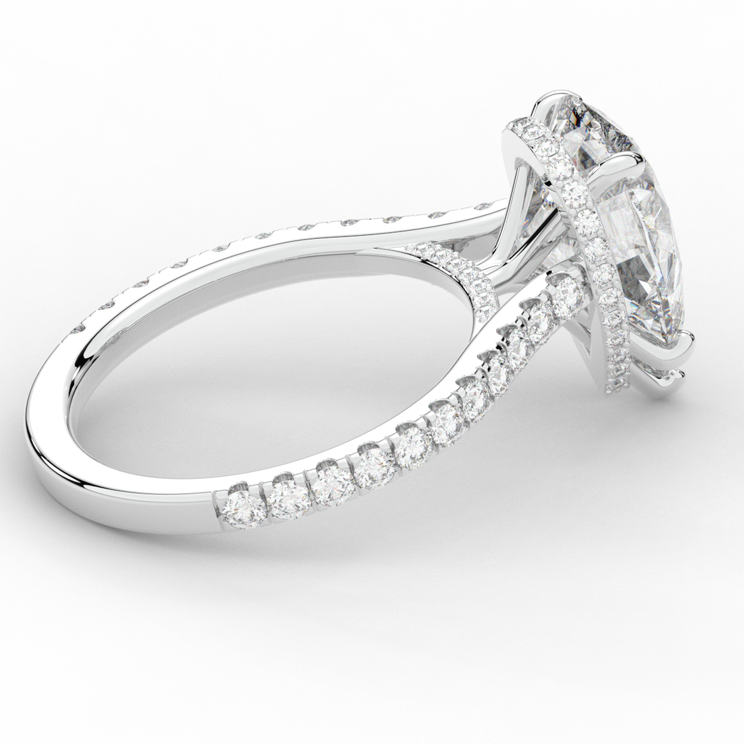 4.60CT.TW PEAR LAB DIAMOND UNDERHALO SOLITAIRE ENGAGEMENT RING - Nazarelle