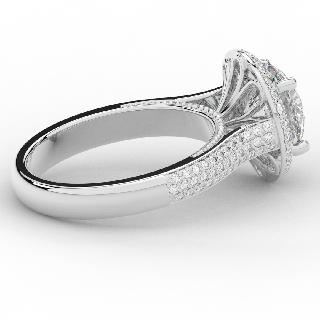 2.45CT.TW ROUND LAB DIAMOND HALO ENGAGEMENT RING - Nazarelle