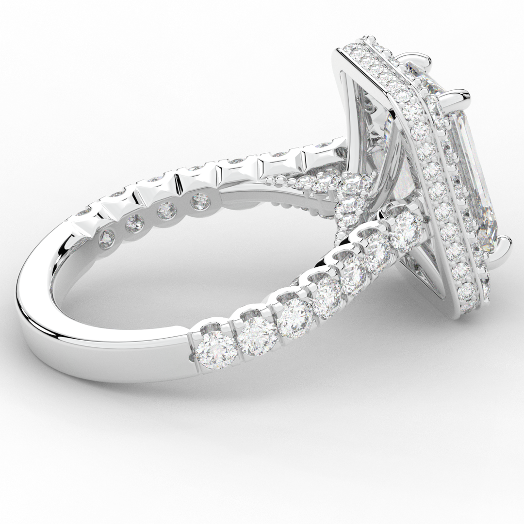 4.50CT.TW EMERALD CUT LAB DIAMOND HALO ENGAGEMENT RING - Nazarelle