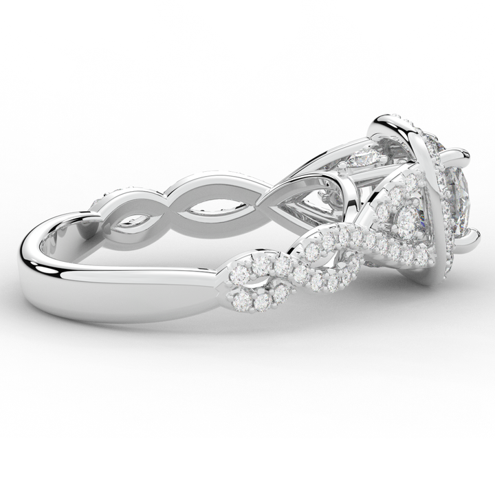 1.30CT.TW ROUND LAB DIAMOND HALO ENGAGEMENT RING - Nazarelle