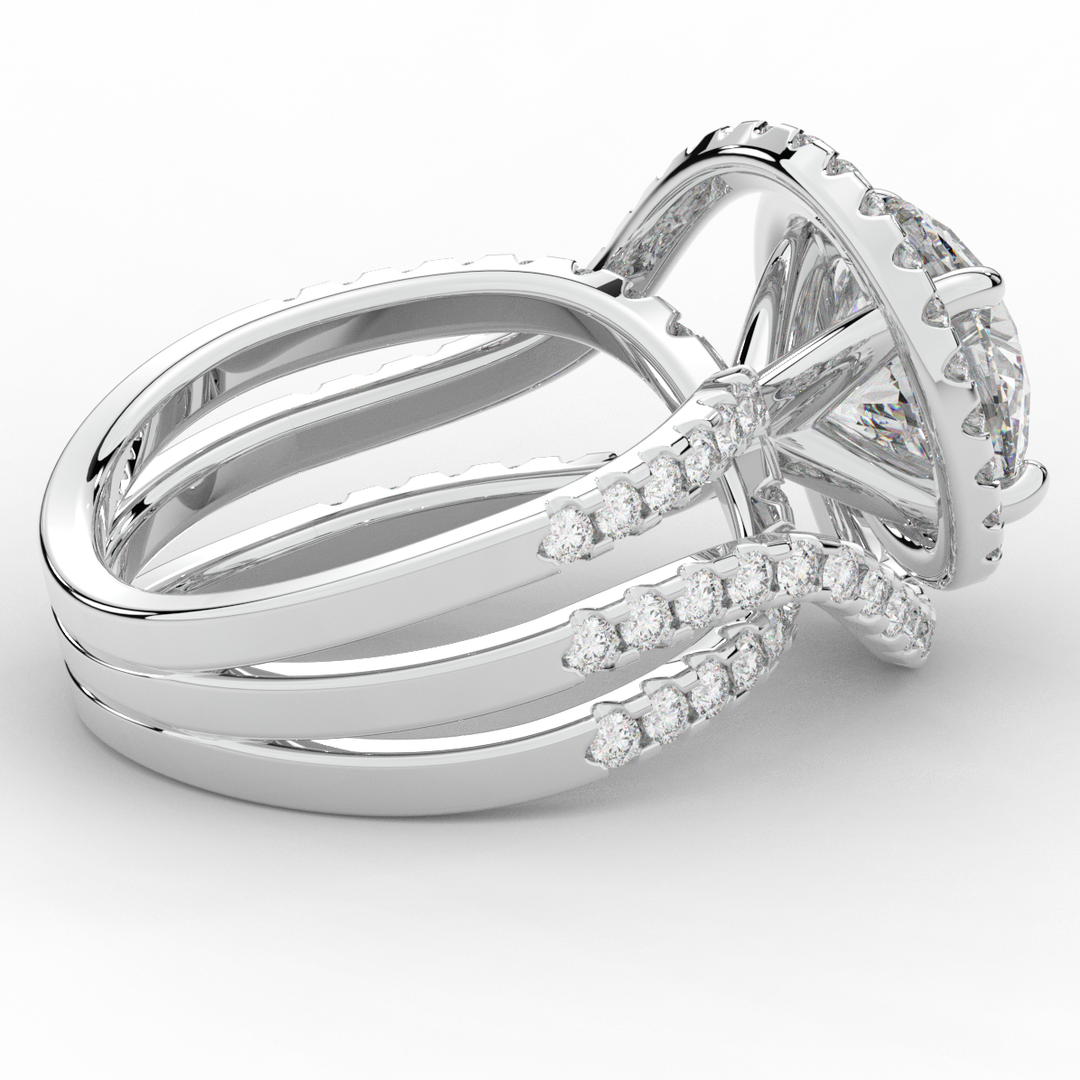3.90CT.TW ROUND LAB DIAMOND TWIST HALO ENGAGEMENT RING - Nazarelle