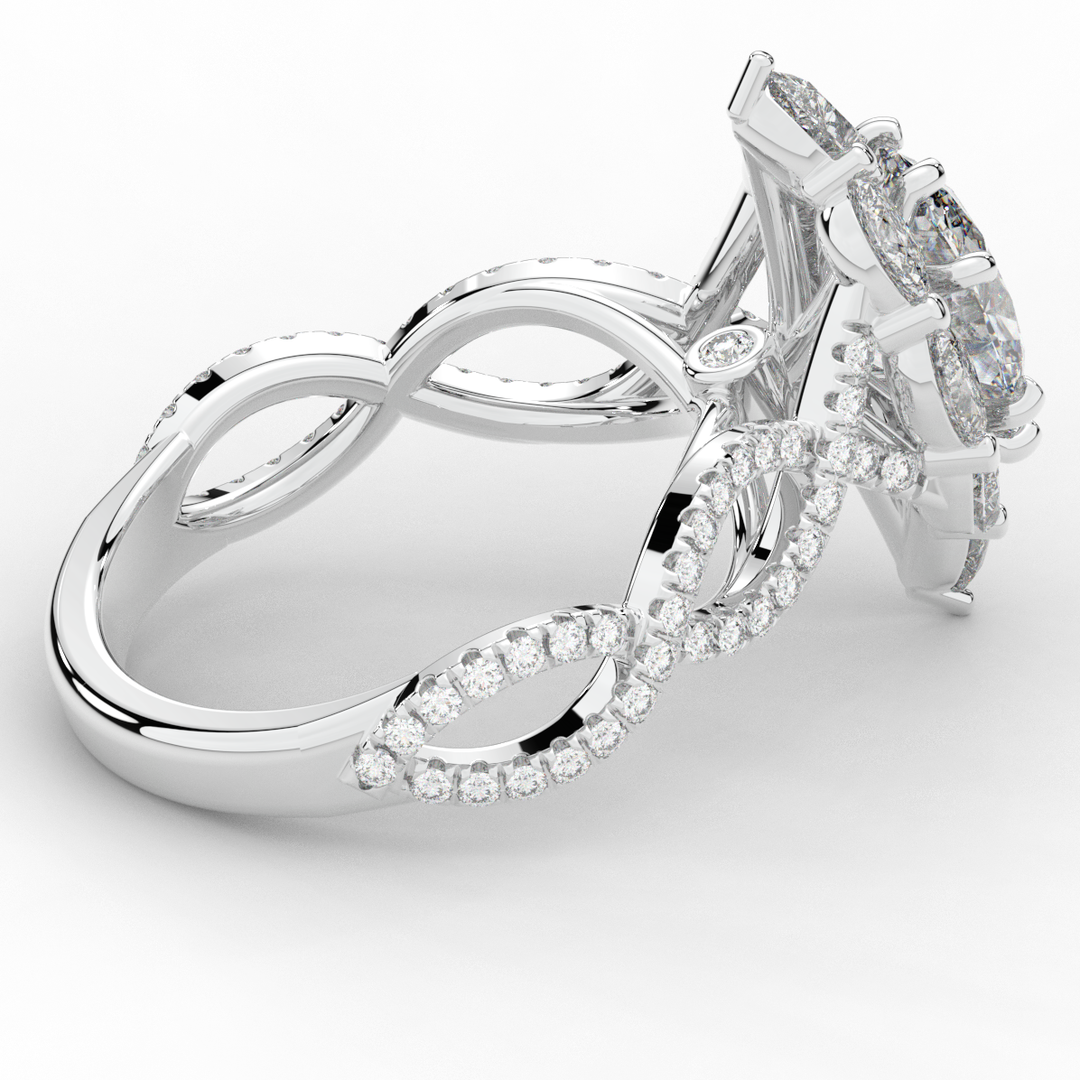 3.00CT.TW OVAL LAB DIAMOND HALO ENGAGEMENT RING - Nazarelle