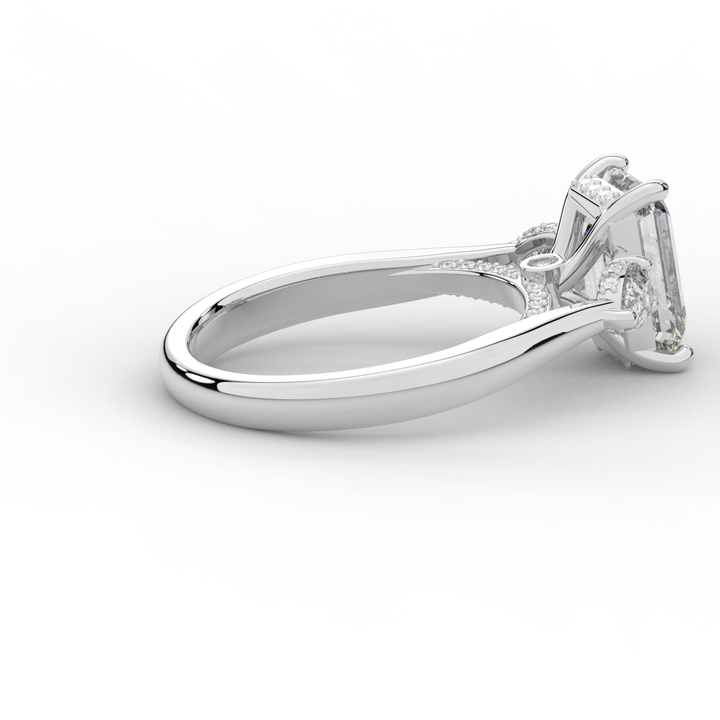2.40CT.TW EMERALD CUT LAB DIAMOND 3 STONE ENGAGEMENT RING - Nazarelle