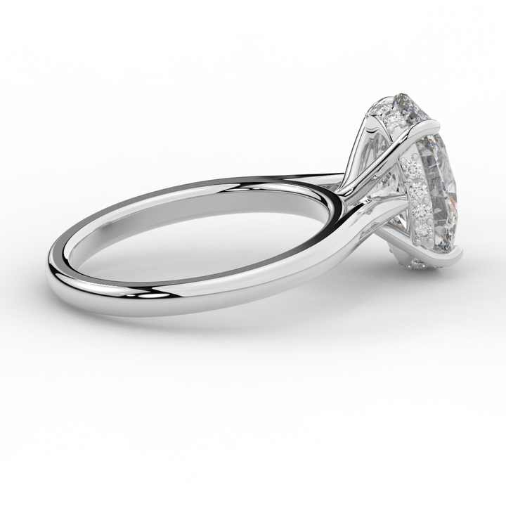 2.05CT.TW OVAL LAB DIAMOND UNDERHALO ENGAGEMENT RING - Nazarelle