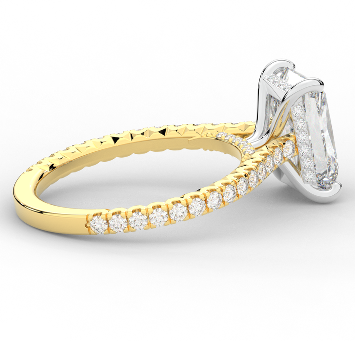 3.50CT.TW RADIANT LAB DIAMOND UNDERHALO SOLITAIRE TWO TONE ENGAGEMENT RING - Nazarelle