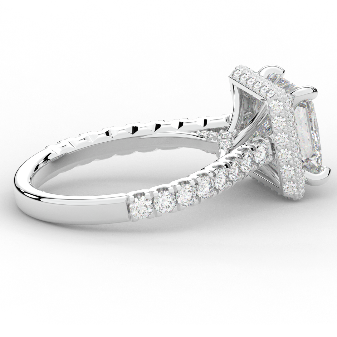 3.90CT.TW PRINCESS LAB DIAMOND HALO ENGAGEMENT RING - Nazarelle