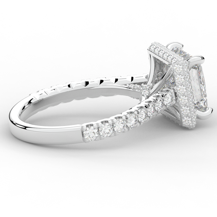 3.90CT.TW PRINCESS LAB DIAMOND HALO ENGAGEMENT RING - Nazarelle